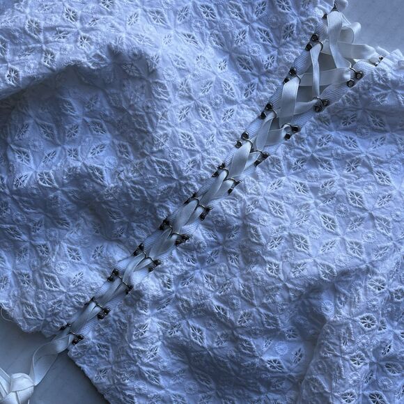 For Love and Lemons Corset Top Sand Dollar Lace Up Eyelet Blouse Underwire Boho - Picture 16 of 16